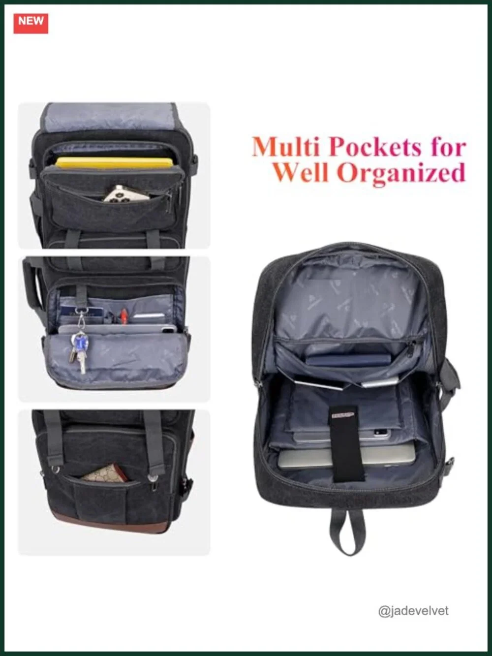 Expandable Canvas Travel Backpack for Men, Fits 16 Inch Laptop, Convertible